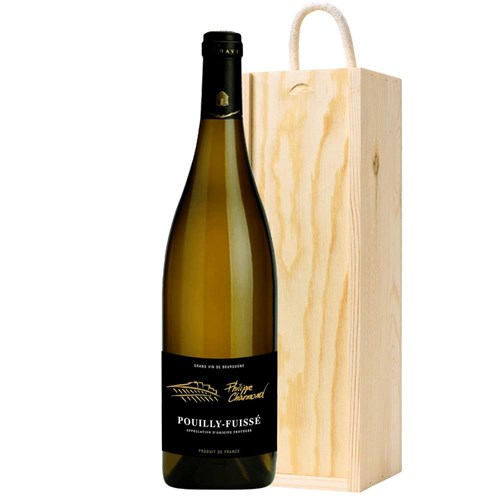 Domaine P Charmond Pouilly-Fuisse 75cl White Wine in Wooden Sliding lid Gift Box
